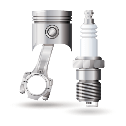 [SCT0032] Engine Piston and Spark Plug Isolated White